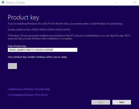 produt key windows 10 pro