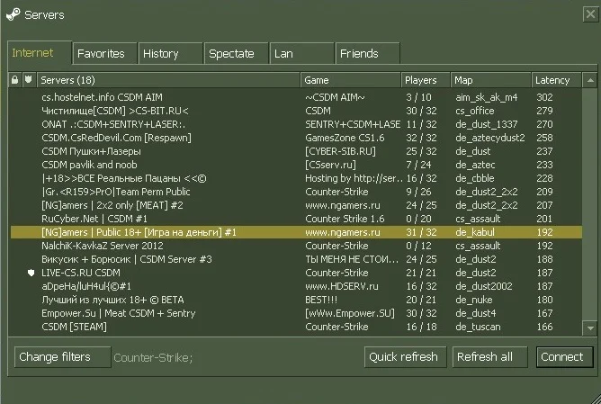 Counter Strike 1.6 Master Server.CFG